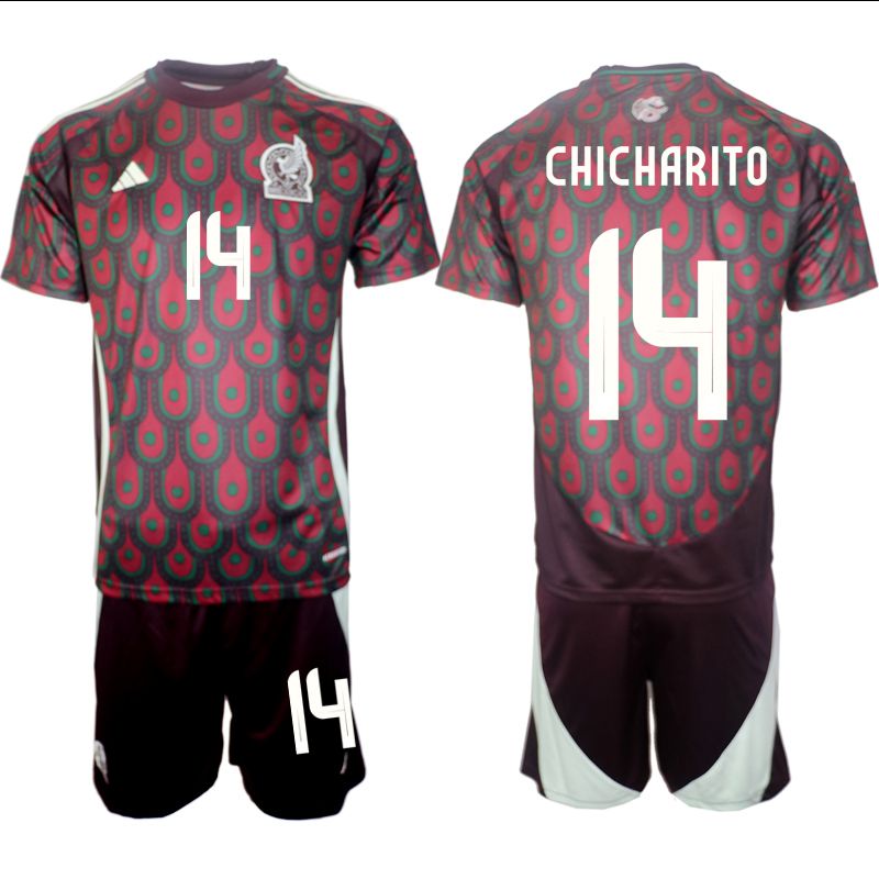 Men 2024-2025 Season Mexico home red #14 Soccer Jersey->mexico jersey->Soccer Country Jersey